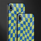 green blue trippy check pattern glass case for vivo y91i image-2