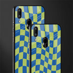 green blue trippy check pattern glass case for vivo y95 image-2