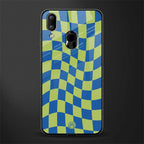 green blue trippy check pattern glass case for vivo y95 image