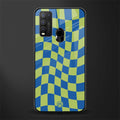 green blue trippy check pattern glass case for vivo y50 image
