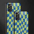 green blue trippy check pattern glass case for samsung galaxy note 20 image-2