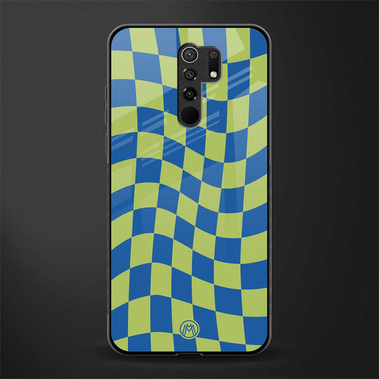 green blue trippy check pattern glass case for poco m2 image