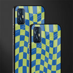 green blue trippy check pattern glass case for vivo v17 image-2