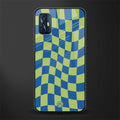 green blue trippy check pattern glass case for vivo v17 image
