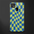 green blue trippy check pattern glass case for oppo a15 image