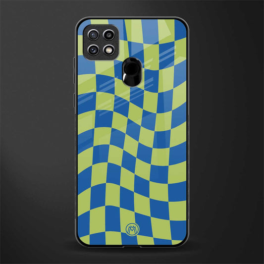 green blue trippy check pattern glass case for oppo a15 image