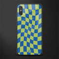 green blue trippy check pattern glass case for redmi 9a image