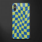green blue trippy check pattern glass case for redmi 9a image