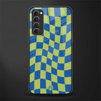 green blue trippy check pattern glass case for oppo reno 4 pro image