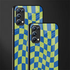green blue trippy check pattern glass case for oppo reno 5 pro image-2