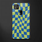 green blue trippy check pattern glass case for redmi 9c image