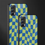 green blue trippy check pattern glass case for realme x7 image-2