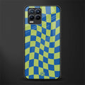 green blue trippy check pattern glass case for realme 8 pro image