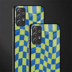 green blue trippy check pattern glass case for samsung galaxy a52s 5g image-2