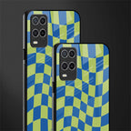 green blue trippy check pattern glass case for oppo a54 image-2