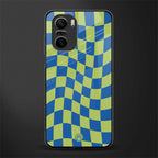 green blue trippy check pattern glass case for mi 11x 5g image