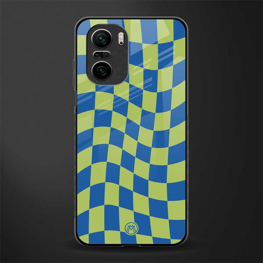 green blue trippy check pattern glass case for mi 11x 5g image