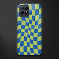 green blue trippy check pattern glass case for realme narzo 50 image