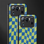 green blue trippy check pattern glass case for mi 11 ultra 5g image-2