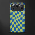 green blue trippy check pattern glass case for mi 11 ultra 5g image