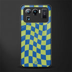 green blue trippy check pattern glass case for mi 11 ultra 5g image