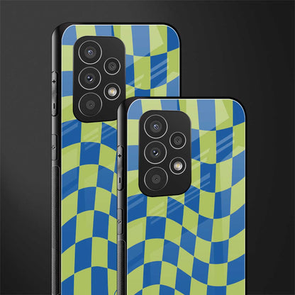 green blue trippy check pattern back phone cover | glass case for samsung galaxy a23
