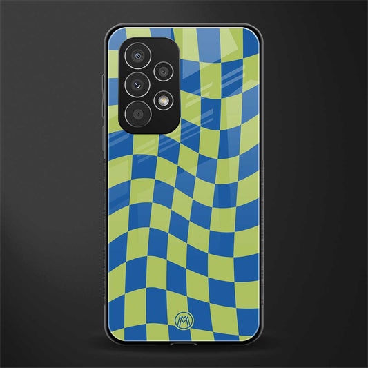 green blue trippy check pattern back phone cover | glass case for samsung galaxy a23
