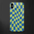 green blue trippy check pattern glass case for iphone xs image