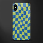 green blue trippy check pattern glass case for iphone xs image