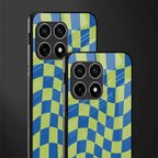 green blue trippy check pattern glass case for oneplus 10 pro 5g image-2
