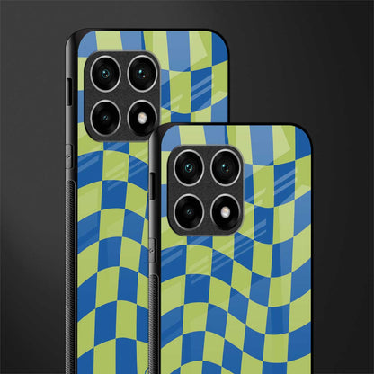 green blue trippy check pattern glass case for oneplus 10 pro 5g image-2
