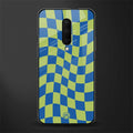 green blue trippy check pattern glass case for oneplus 7 pro image