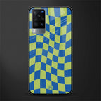 green blue trippy check pattern glass case for vivo x60 image