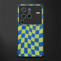 green blue trippy check pattern glass case for vivo x80 pro 5g image