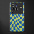 green blue trippy check pattern glass case for vivo x80 pro 5g image