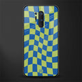 green blue trippy check pattern glass case for oneplus 8 pro image