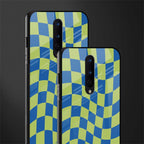 green blue trippy check pattern glass case for oneplus 8 image-2