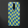 green blue trippy check pattern glass case for oneplus 8 image