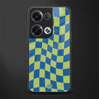 green blue trippy check pattern back phone cover | glass case for oppo reno 8