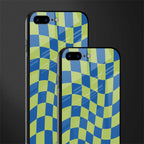 green blue trippy check pattern glass case for iphone 8 plus image-2