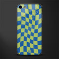 green blue trippy check pattern glass case for iphone 8 image