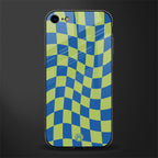 green blue trippy check pattern glass case for iphone 8 image