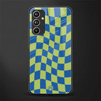 green blue trippy check pattern back phone cover | glass case for samsung galaxy a54 5g