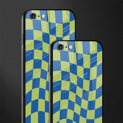 green blue trippy check pattern glass case for iphone 6 plus image-2