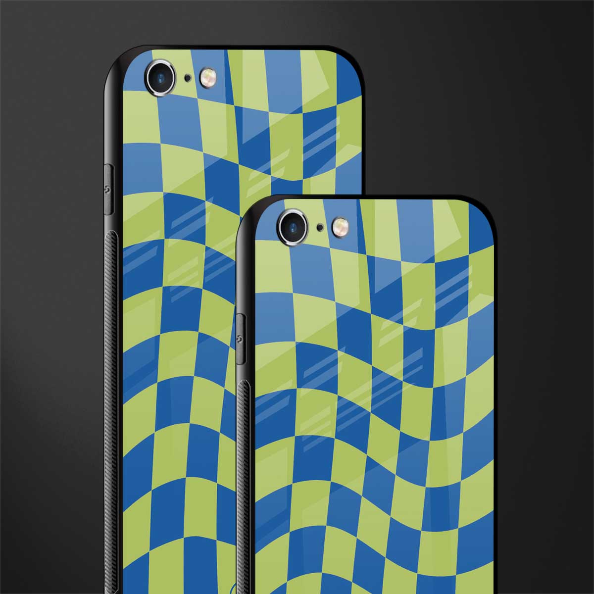 green blue trippy check pattern glass case for iphone 6 image-2