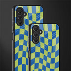 green blue trippy check pattern back phone cover | glass case for samsun galaxy a24 4g