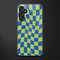 green blue trippy check pattern back phone cover | glass case for samsun galaxy a24 4g