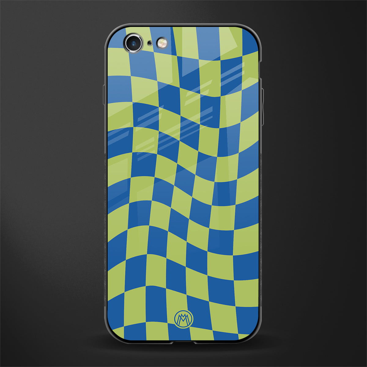 green blue trippy check pattern glass case for iphone 6 image