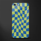 green blue trippy check pattern glass case for iphone 6s image