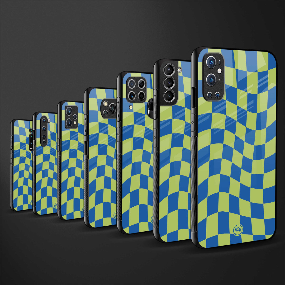 green blue trippy check pattern back phone cover | glass case for samsung galaxy f23 5g